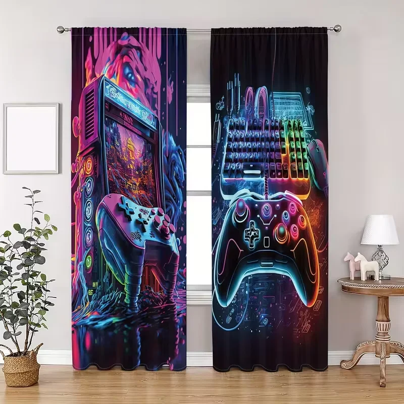Retro Gaming Youtube - Retro-Gaming-Arcade-Ästhetik-Vorhänge für Man Cave, Schlafzimmer, Gaming-Raum,